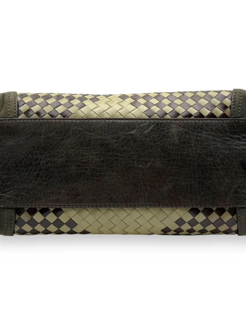 Francesco Biasia Rare Woven Italian Leather 2 way Bag in Brown and Cream